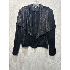 See and Be Seen Black Moto Jacket In Python Print Size Small